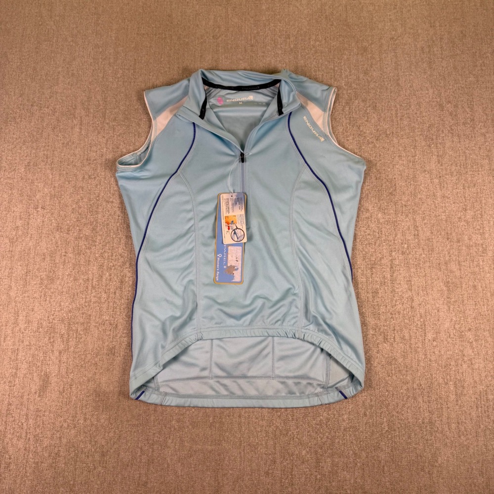 Endura Rapido Cycling Jersey Womens Medium Blue Sleeveless CoolMax‎ E6038